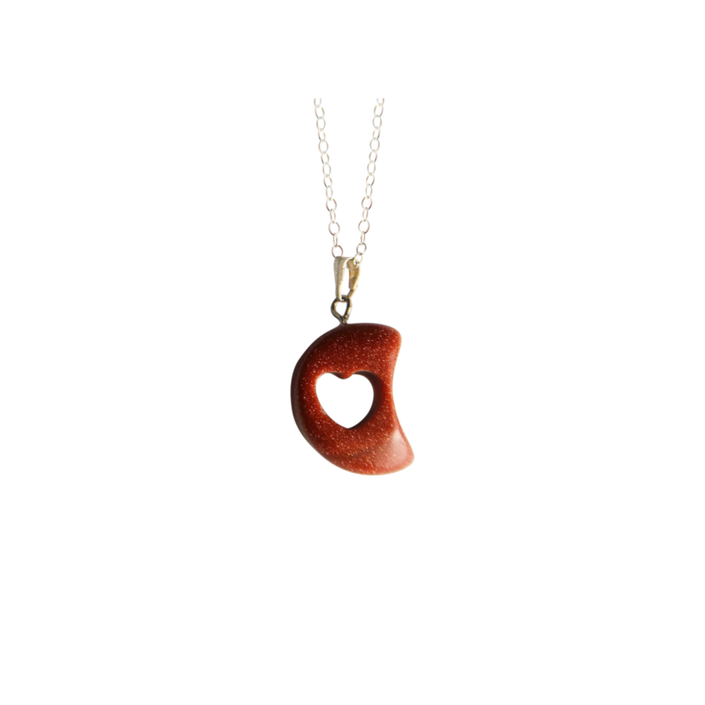 Red Goldstone Moon Necklace