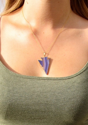 Purple Agate Arrowhead Necklace