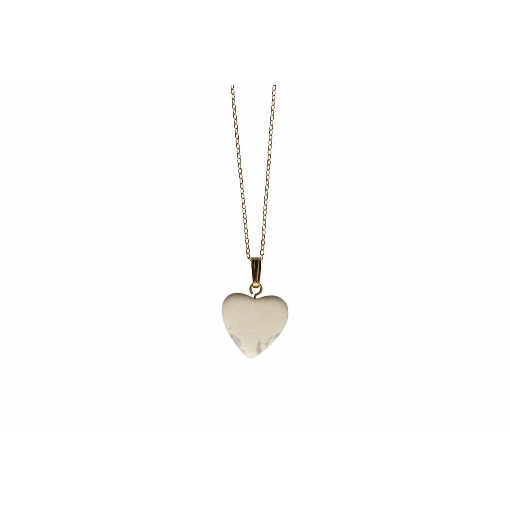 White Howlite Heart Necklace